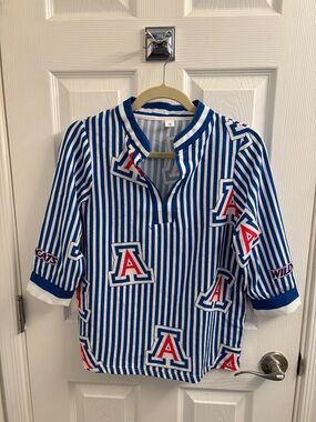 Vintage University of Arizona Blue & White Striped Pullover Top - Super Cool (S)
